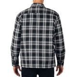 Alpine Swiss Henry Mens Quilted Flannel Jacket Warm Plaid Snap Front Shacket – Black Gray
