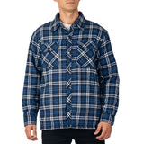 Alpine Swiss Henry Mens Quilted Flannel Jacket Warm Plaid Snap Front Shacket – Navy Blue