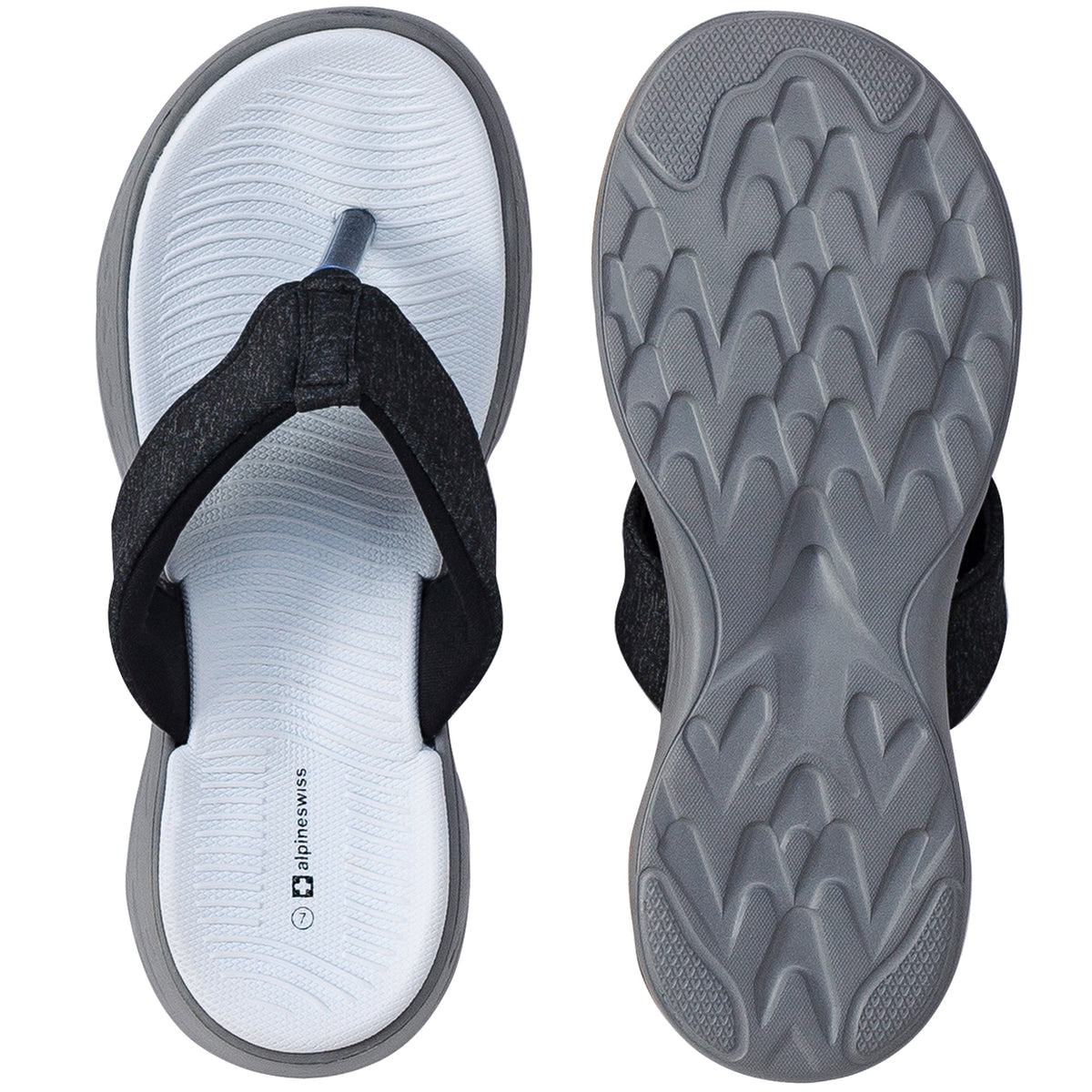Alpine Swiss Holly Womens Flip Flops Comfortable Anti Slip EVA Foam Thong Sandals – Black