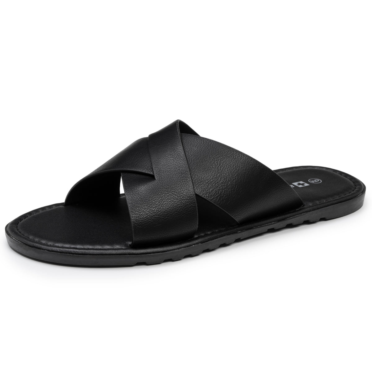 Alpine Swiss Hugo Mens Vegan Leather Slide Sandals Dressy Comfy Indoor Outdoor Shoes – Black