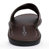 Alpine Swiss Hugo Mens Vegan Leather Slide Sandals Dressy Comfy Indoor Outdoor Shoes – Brown