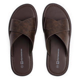 Alpine Swiss Hugo Mens Vegan Leather Slide Sandals Dressy Comfy Indoor Outdoor Shoes – Brown