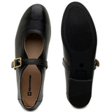 Alpine Swiss Irene Womens Leather Mary Jane Ballet Flats Round Toe Slip On Shoes – Black Leather