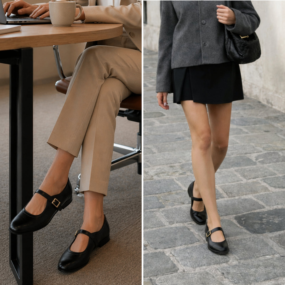 Alpine Swiss Irene Womens Leather Mary Jane Ballet Flats Round Toe Slip On Shoes – Black Leather