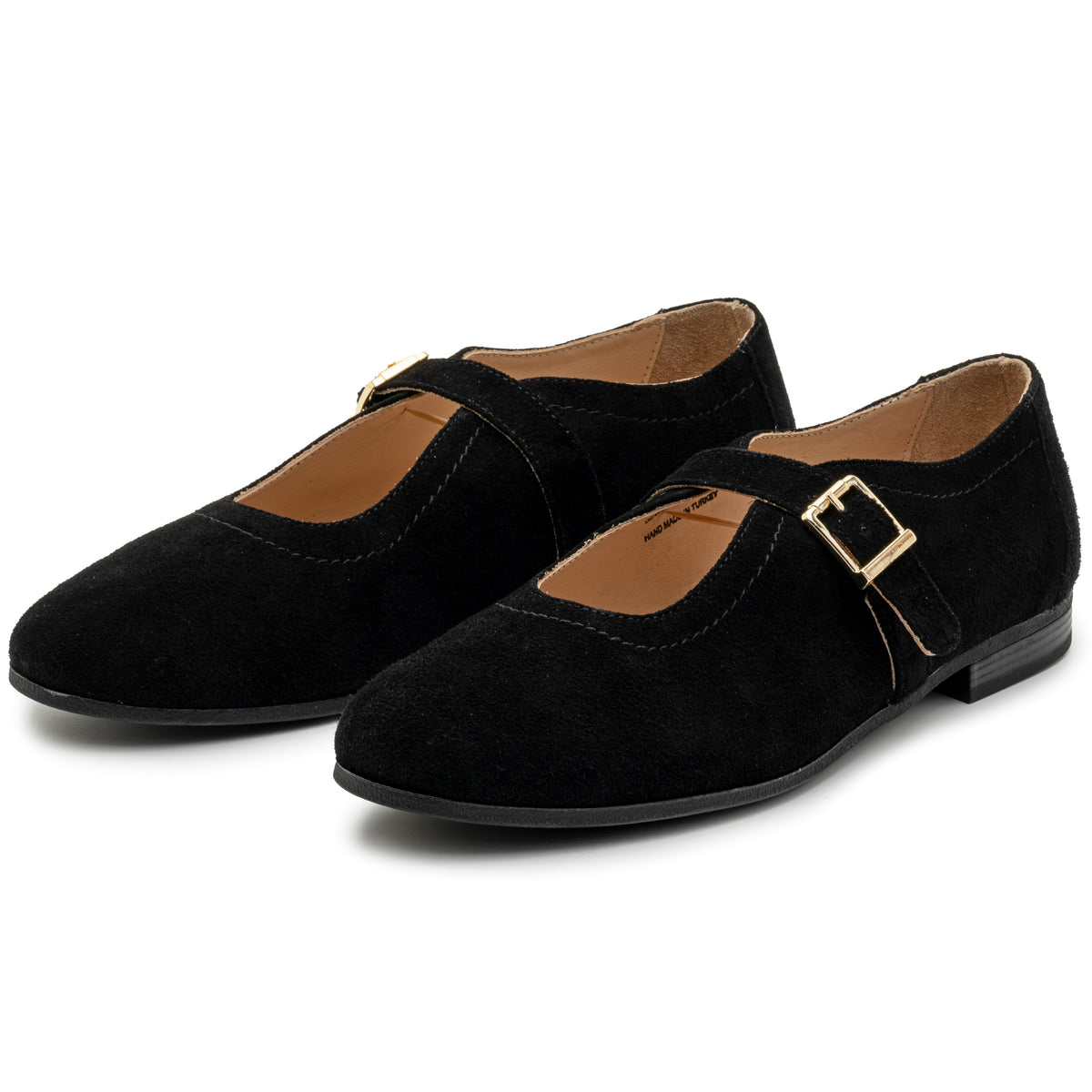 Alpine Swiss Irene Womens Leather Mary Jane Ballet Flats Round Toe Slip On Shoes – Black Suede
