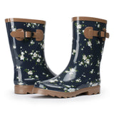 Alpine Swiss Izzy Womens Waterproof Rain Boots Mid Calf Tall Rubber Garden Boots – Flower Short