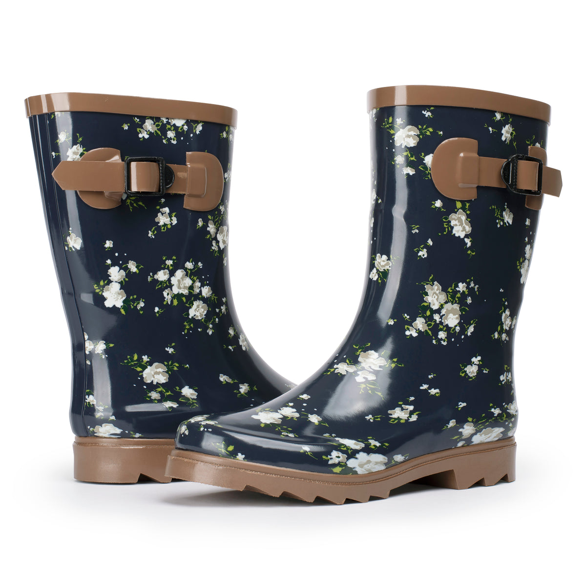 Alpine Swiss Izzy Womens Waterproof Rain Boots Mid Calf Tall Rubber Garden Boots – Flower Short