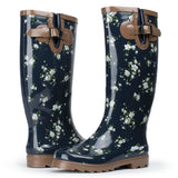 Alpine Swiss Izzy Womens Waterproof Rain Boots Mid Calf Tall Rubber Garden Boots – Flower Tall