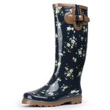 Alpine Swiss Izzy Womens Waterproof Rain Boots Mid Calf Tall Rubber Garden Boots – Flower Tall