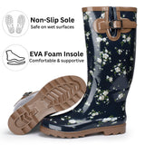 Alpine Swiss Izzy Womens Waterproof Rain Boots Mid Calf Tall Rubber Garden Boots – Flower Tall