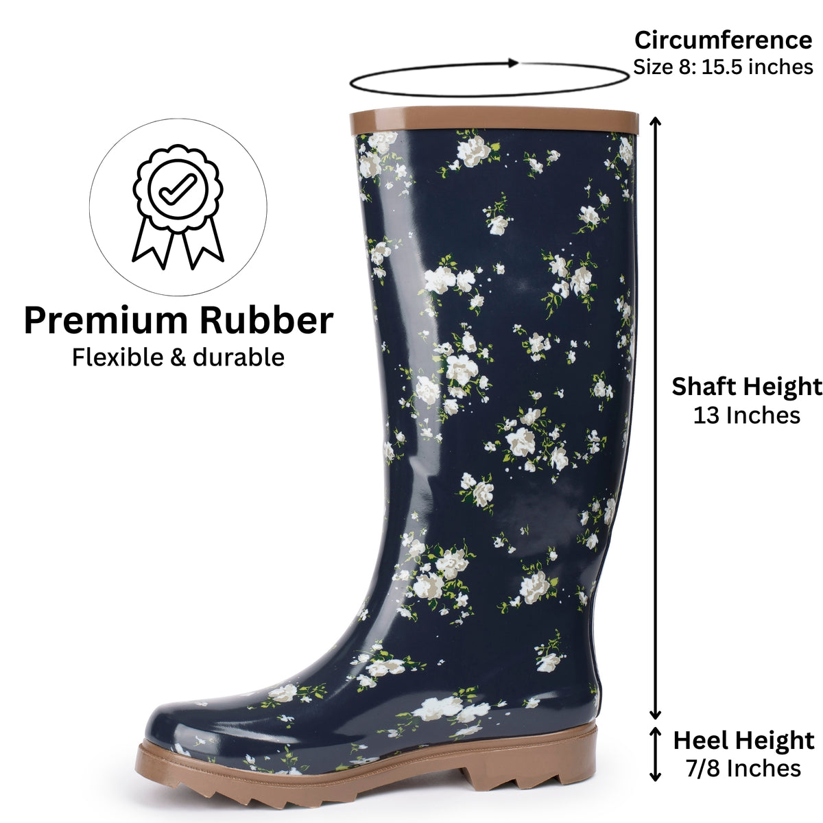Alpine Swiss Izzy Womens Waterproof Rain Boots Mid Calf Tall Rubber Garden Boots – Flower Tall