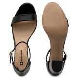 Alpine Swiss Womens Leather Ankle Strap Low Heel Sandals Comfort Dressy Shoes – Black Leather