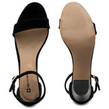 Alpine Swiss Womens Leather Ankle Strap Low Heel Sandals Comfort Dressy Shoes – Black Suede