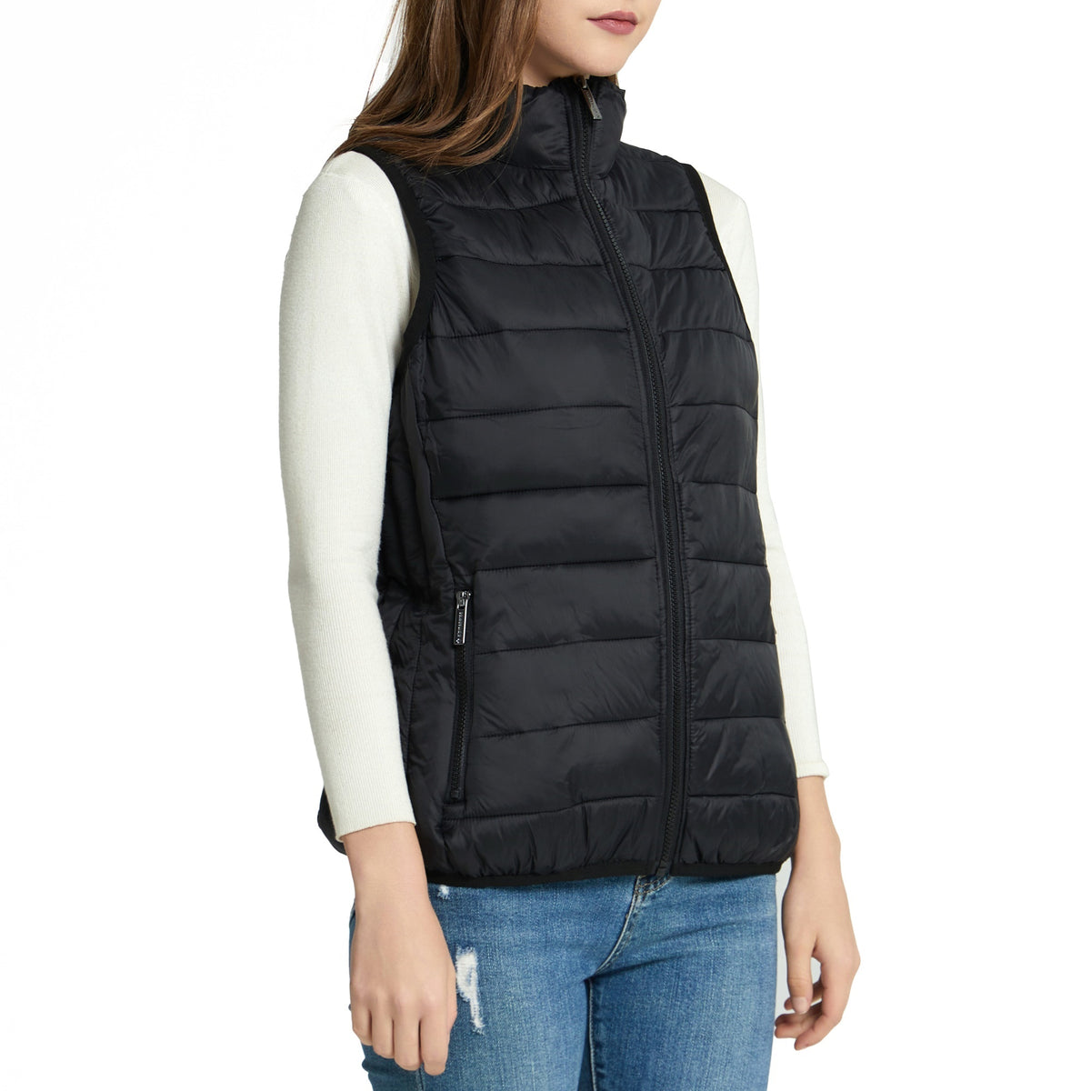 Alpine Swiss Jodie Womens Puffer Vest Warm Light Down Alternative Insulated Vest – Black