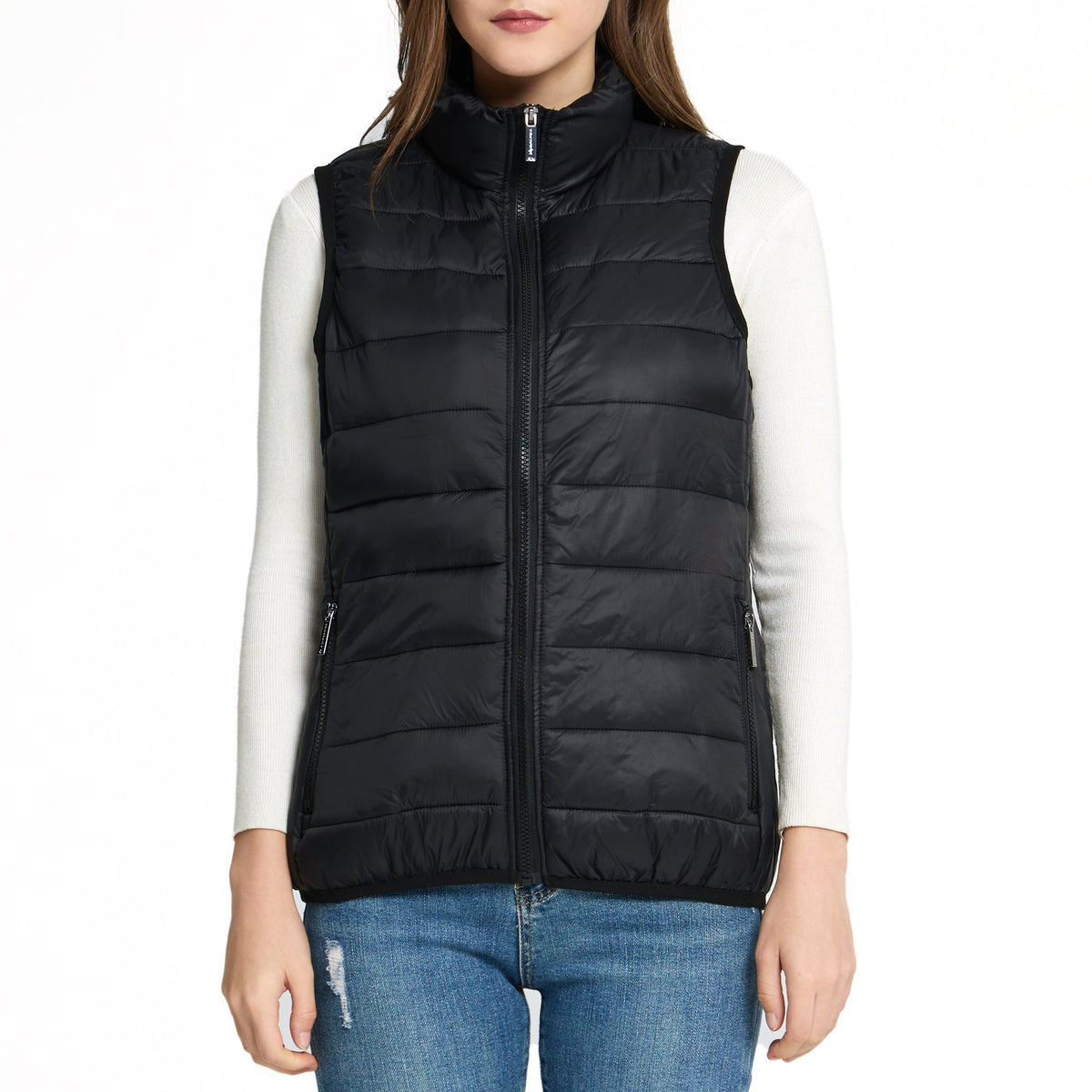 Alpine Swiss Jodie Womens Puffer Vest Warm Light Down Alternative Insulated Vest – Black