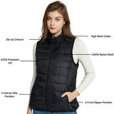 Alpine Swiss Jodie Womens Puffer Vest Warm Light Down Alternative Insulated Vest – Black