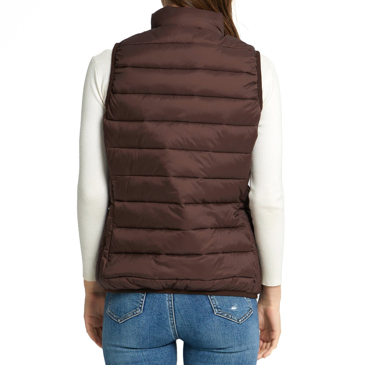 Alpine Swiss Jodie Womens Puffer Vest Warm Light Down Alternative Insulated Vest – Brown