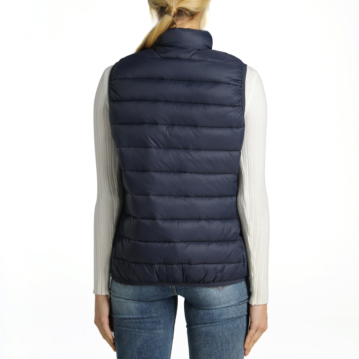 Alpine Swiss Jodie Womens Puffer Vest Warm Light Down Alternative Insulated Vest – Navy
