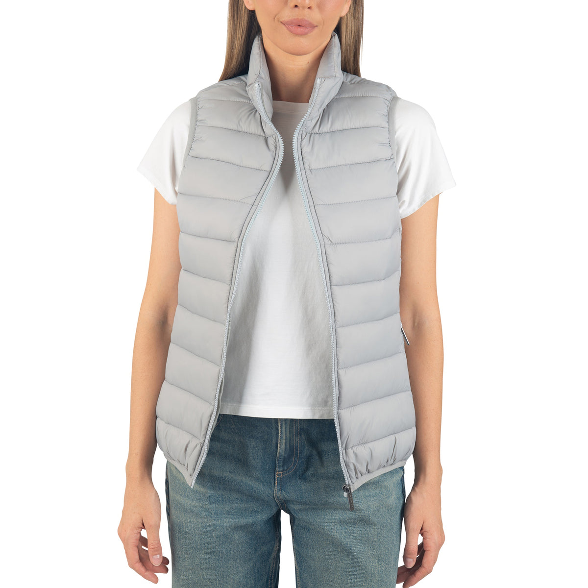 Alpine Swiss Jodie Womens Puffer Vest Warm Light Down Alternative Insulated Vest – Gray