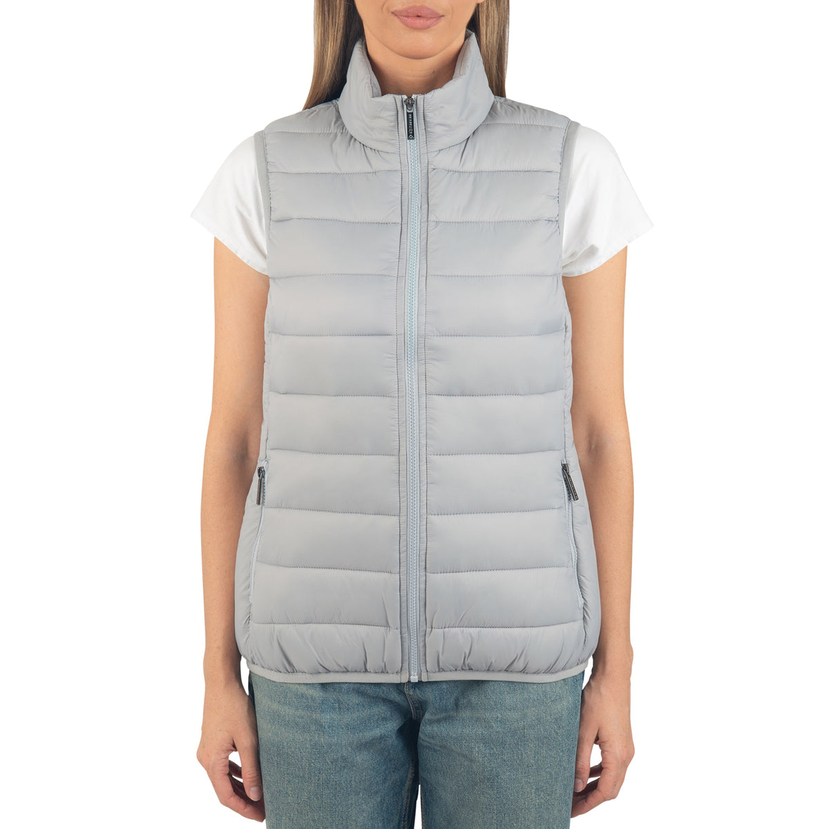 Alpine Swiss Jodie Womens Puffer Vest Warm Light Down Alternative Insulated Vest – Gray