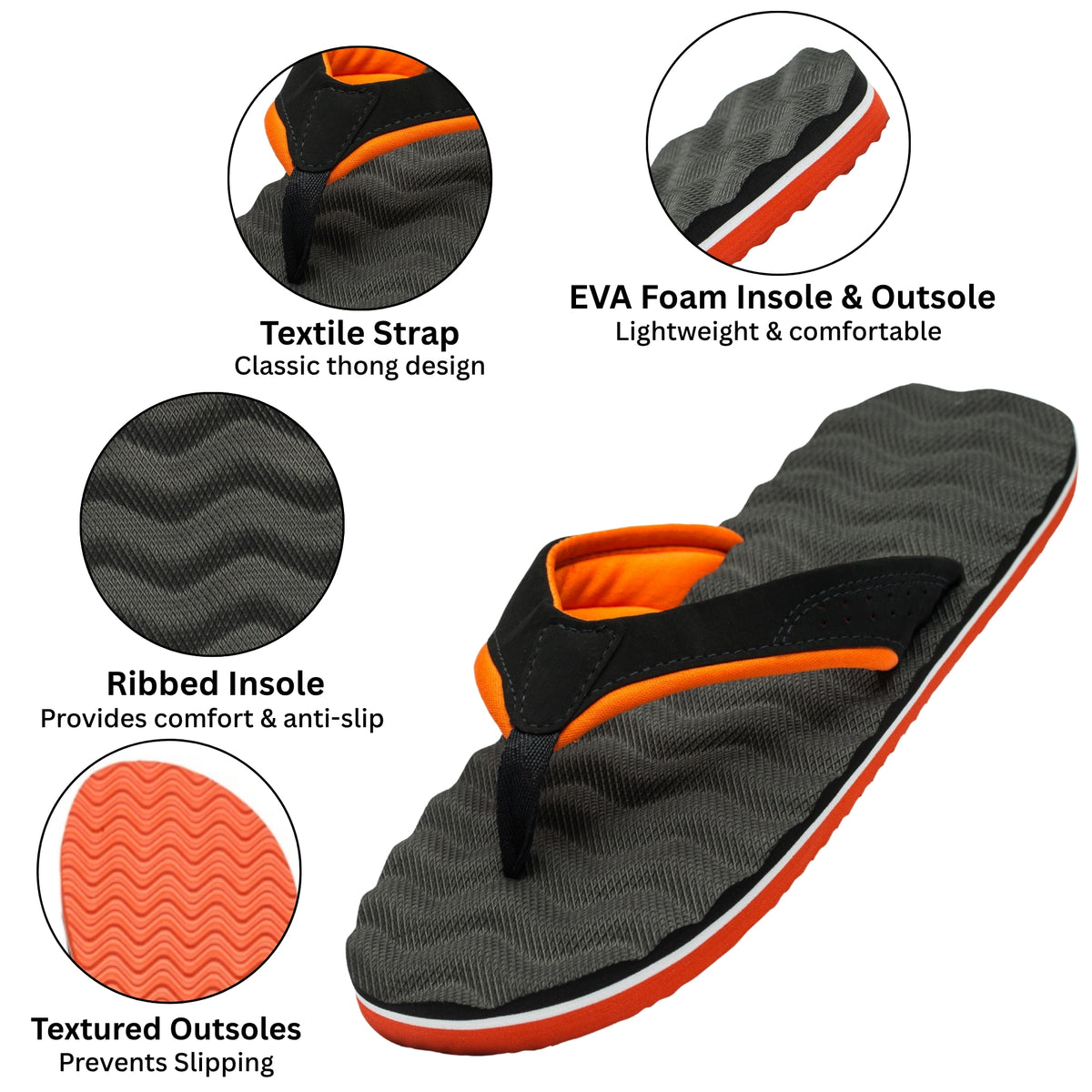 Alpine Swiss Joel Men’s Flip Flops – Black