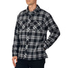 Alpine Swiss Josh Mens Fleece Flannel Jacket Warm Snap Button Plaid Shacket – Black Gray