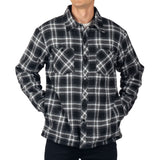 Alpine Swiss Josh Mens Fleece Flannel Jacket Warm Snap Button Plaid Shacket – Black Gray