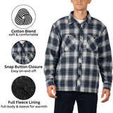 Alpine Swiss Josh Mens Fleece Flannel Jacket Warm Snap Button Plaid Shacket – Blue Gray