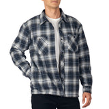 Alpine Swiss Josh Mens Fleece Flannel Jacket Warm Snap Button Plaid Shacket – Blue Gray
