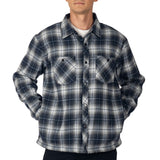 Alpine Swiss Josh Mens Fleece Flannel Jacket Warm Snap Button Plaid Shacket – Blue Gray