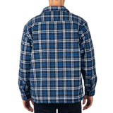 Alpine Swiss Josh Mens Fleece Flannel Jacket Warm Snap Button Plaid Shacket – Navy Blue