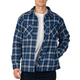 Alpine Swiss Josh Mens Fleece Flannel Jacket Warm Snap Button Plaid Shacket – Navy Blue