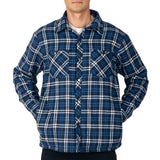 Alpine Swiss Josh Mens Fleece Flannel Jacket Warm Snap Button Plaid Shacket – Navy Blue