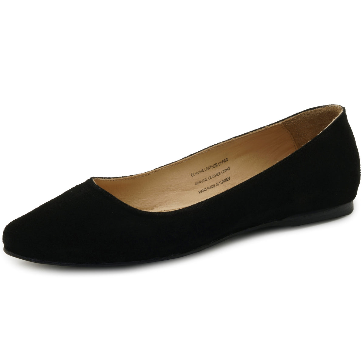 Alpine Swiss Julia Womens Leather Pointed Toe Ballet Flats Comfort Slip On Shoes – Black Suede