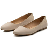 Alpine Swiss Julia Womens Leather Pointed Toe Ballet Flats Comfort Slip On Shoes – Cream Leather