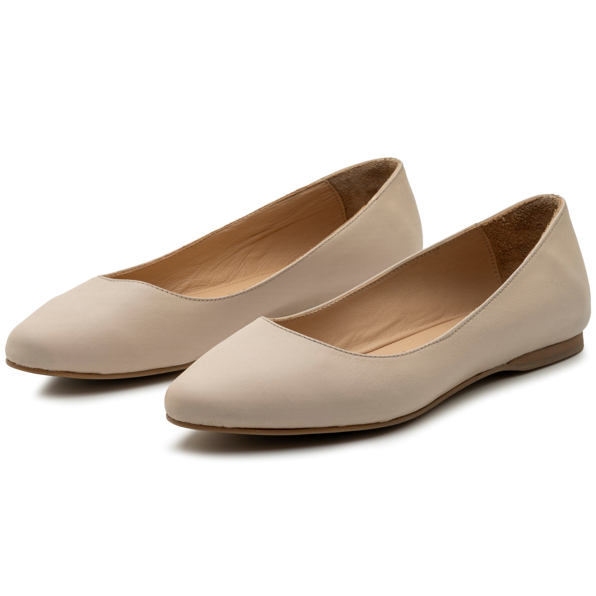 Alpine Swiss Julia Womens Leather Pointed Toe Ballet Flats Comfort Slip On Shoes – Cream Leather