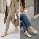 Alpine Swiss Julia Womens Leather Pointed Toe Ballet Flats Comfort Slip On Shoes – Cream Leather