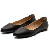 Alpine Swiss Julia Womens Leather Pointed Toe Ballet Flats Comfort Slip On Shoes – Dark Brown Leather