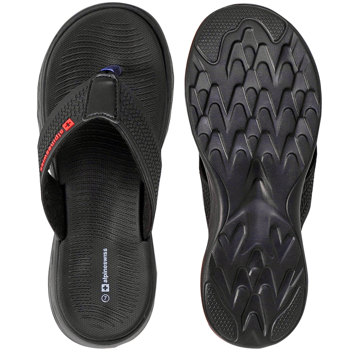 Alpine Swiss Katie Womens Flip Flops Outdoor Walking Thong Sandals Anti-Slip – Black