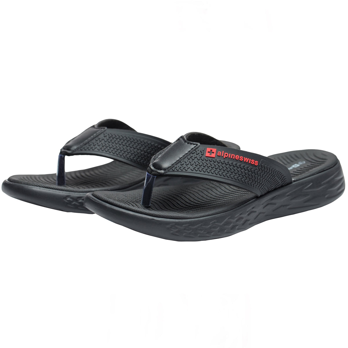 Alpine Swiss Katie Womens Flip Flops Outdoor Walking Thong Sandals Anti-Slip – Black