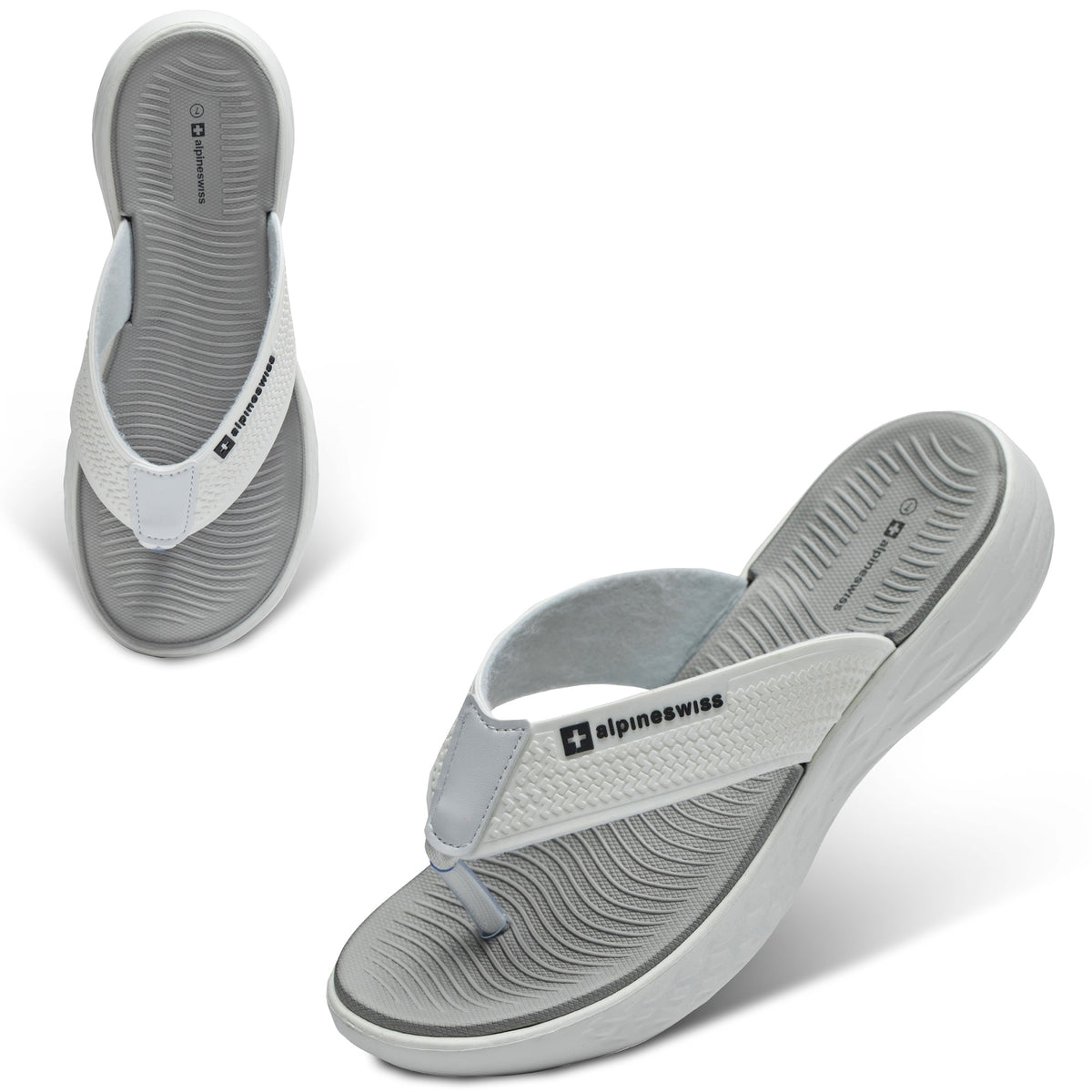 Alpine Swiss Katie Womens Flip Flops Outdoor Walking Thong Sandals Anti-Slip – Gray