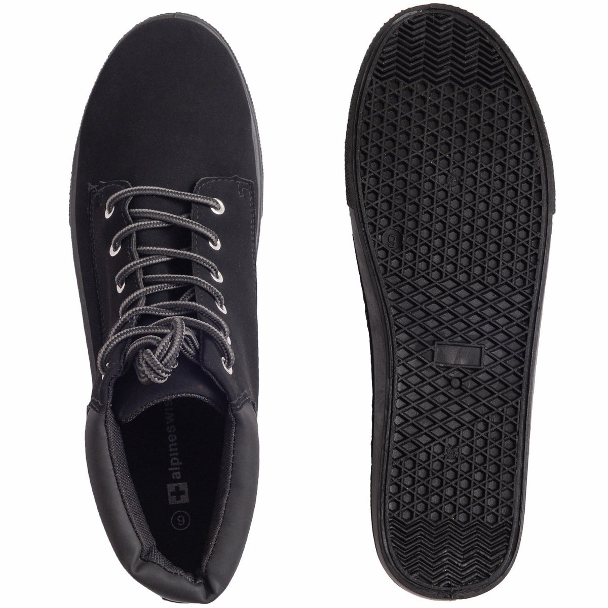 Alpine Swiss Keith Mens High Top Fashion Sneakers Casual Lace Up Shoes Boots – Black