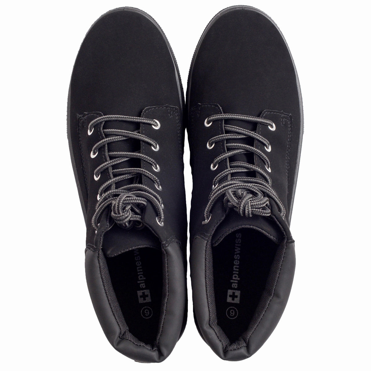 Alpine Swiss Keith Mens High Top Fashion Sneakers Casual Lace Up Shoes Boots – Black