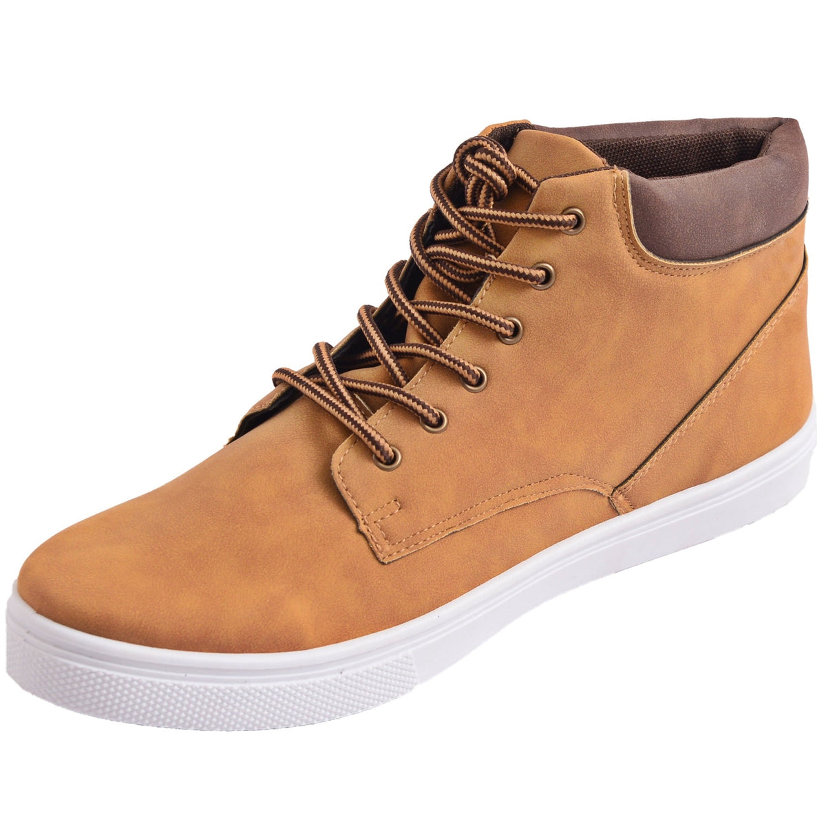 Alpine Swiss Keith Mens High Top Fashion Sneakers Casual Lace Up Shoes Boots – Tan