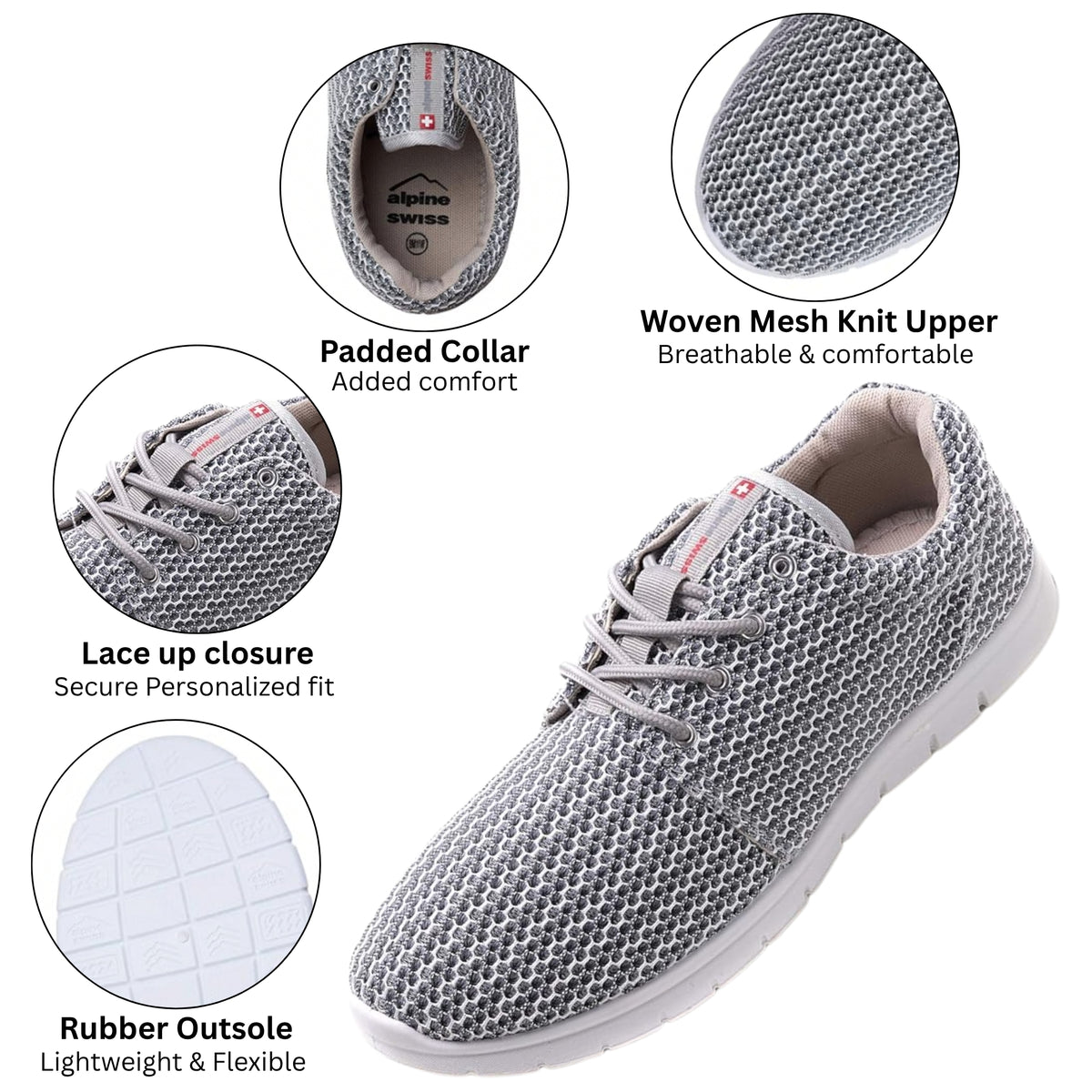 Alpine Swiss Kilian Men's Walking Shoes – Gray