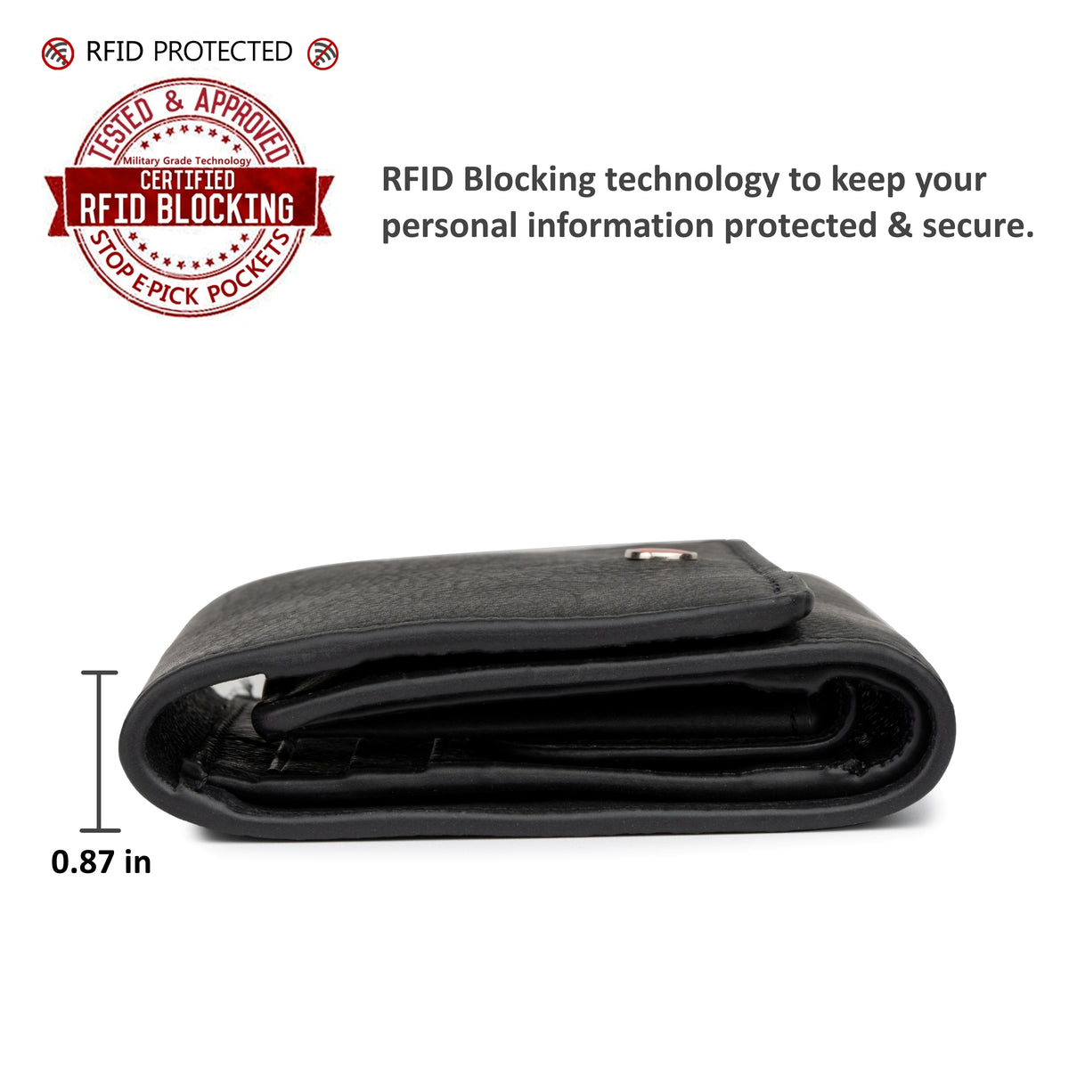 Alpine Swiss Womens Trifold Wallet RFID Blocking ID Window Coin Pouch Wallet – Black