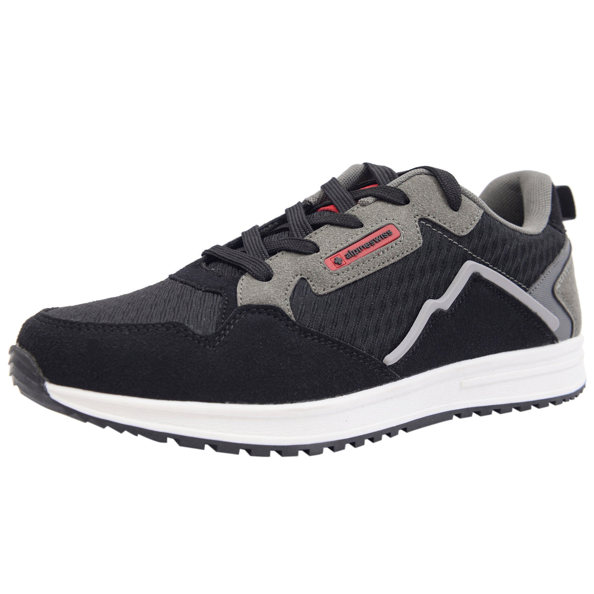 Alpine Swiss Mens Retro Sneakers Casual Low Top Lace Up Walking Tennis Shoes – Black