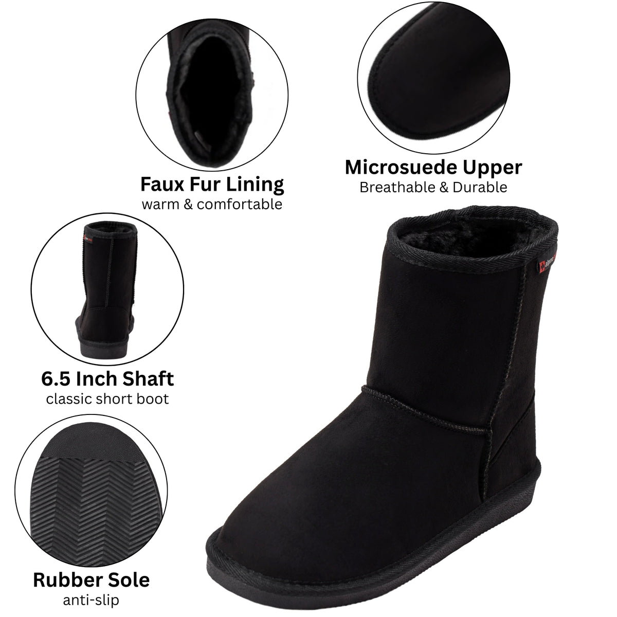 Alpine Swiss Laura Women's Short Winter Boots – Black