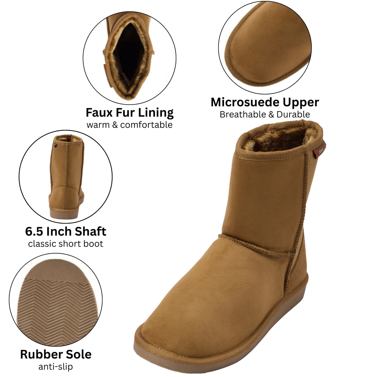 Alpine Swiss Laura Women's Short Winter Boots – Chestnut
