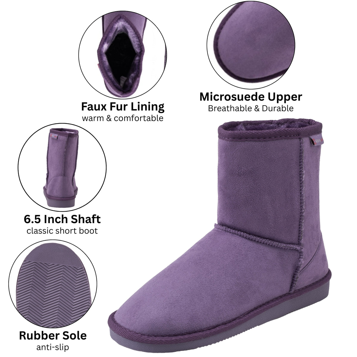 Alpine Swiss Laura Women's Short Winter Boots – Purple